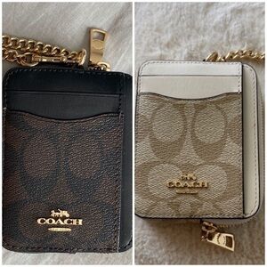Coach Wallet Bundle of 2 Black and Brown,Cream Card Holders with Gold Accents =2